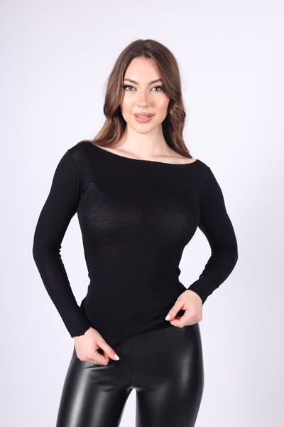 YEK&BİR Bluză cu mânecă lungă din țesătură transparentă