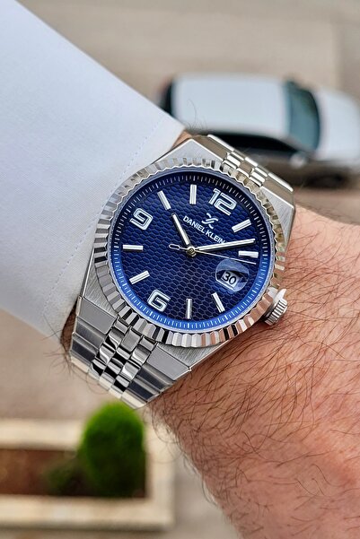 Daniel Klein Kadranı Lacivert Kordonu Silver Renk 24 Ay Garantili 41 mm Takvi...