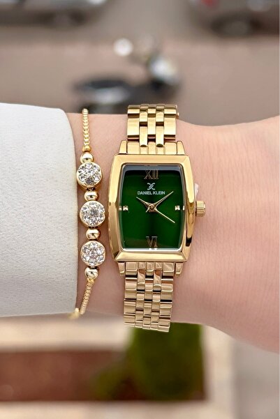 Daniel Klein Kadranı Yeşil Kordonu Sarı Renk 24 Ay Garantili 26 mm Kadın Kol ...
