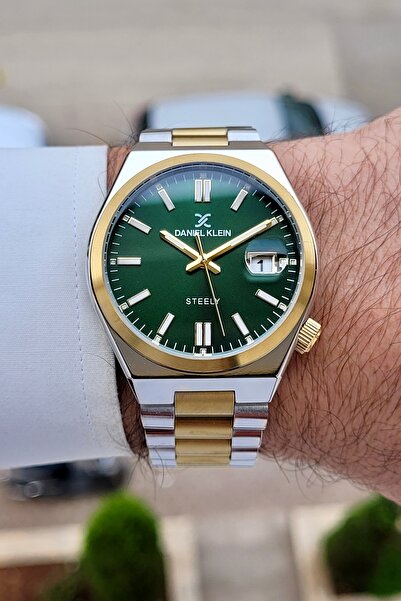 Daniel Klein Kadranı Yeşil Kordonu Altın Metalik Renk 2 Yıl Garantili 40 mm Ç...