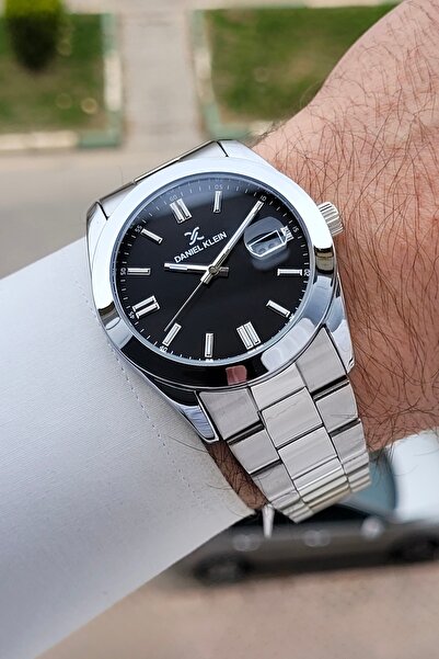 Daniel Klein Kadranı Siyah Kordonu Gümüş Renk 5 ATM Hediye Paketli 42 mm Erke...