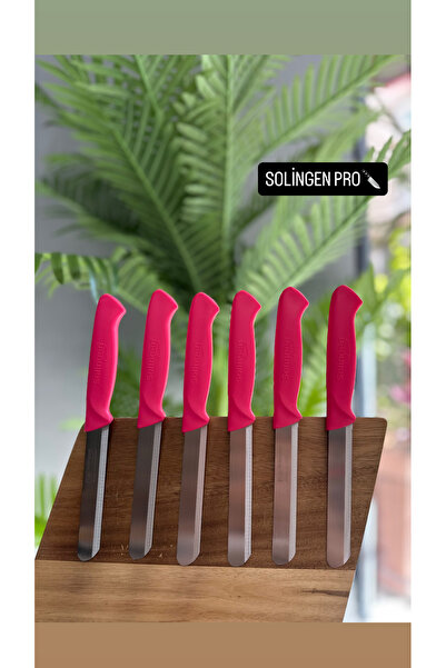 Solingen 6’lı Yeni Model Mikro Tırtıklı Sebze ve Meyve Bıçağı (PEMBE)