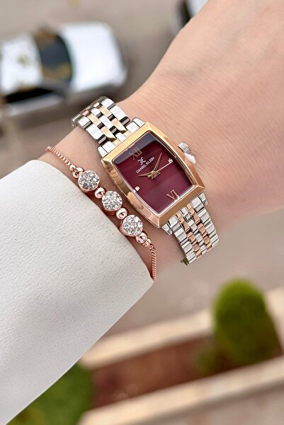 Daniel Klein Kadranı Bordo Kordonu Rose Gri Renk Ayarlanabilir Kordonlu 26 mm...