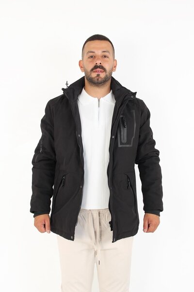 Mckanzie 758 BATTAL Softshell İçi Tüylü Kapşonlu Outdoor Yazılı Mont