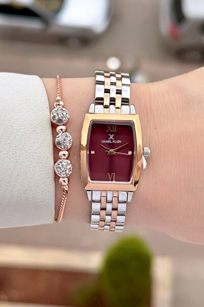 Daniel Klein Kadranı Bordo Kordonu Bronz Silver Renk 24 Ay Garantili 26 mm Ka...