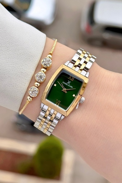 Daniel Klein Kadranı Yeşil Kordonu Altın Metalik Renk 2 Yıl Garantili 26 mm K...