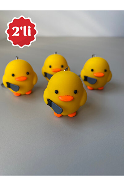 Figuva سلسلة مفاتيح على شكل بطة قاتلة صغيرة لطيفة/سحر/زينة للحقيبة - قطعتان