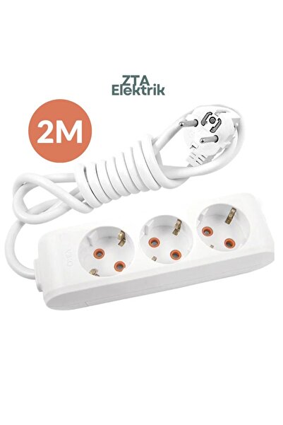 VİKO Viko 2 Metre Topraklı Kablolu Multi-let Üçlü Priz (VK-90113302)