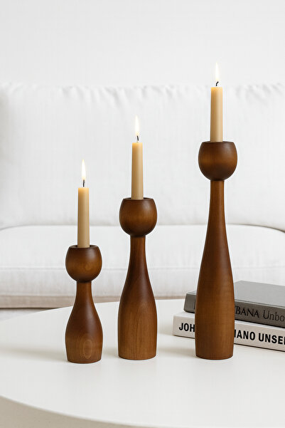 GARDEN ART HOME Nodo Ahşap Mumluk Seti