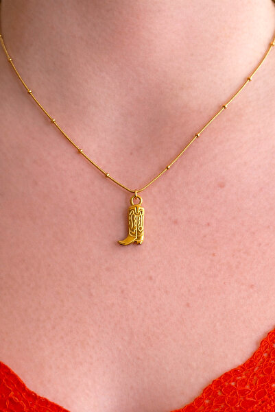 satya Gold Colored Cowboy Boots Necklace