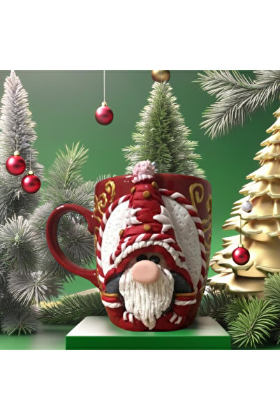 MAKARON SANAT YENİ YIL CRİSMAS NOEL BABA ÖZEL TASARIM .POLİMER KİL KUPA BARDAK