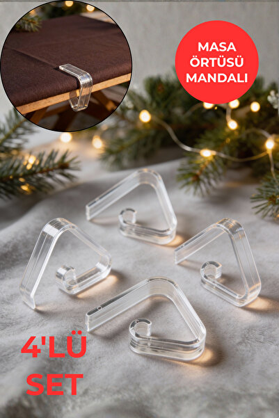 Open Home Concept Şeffaf Masa Örtüsü Mandalı 4’lü Set – Kaymaz, Rüzgara Dayan...