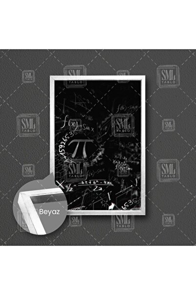 SML TABLO Pi Sayısı Matematik Formüller Çerçeveli Dikey Kanvas Tablo
