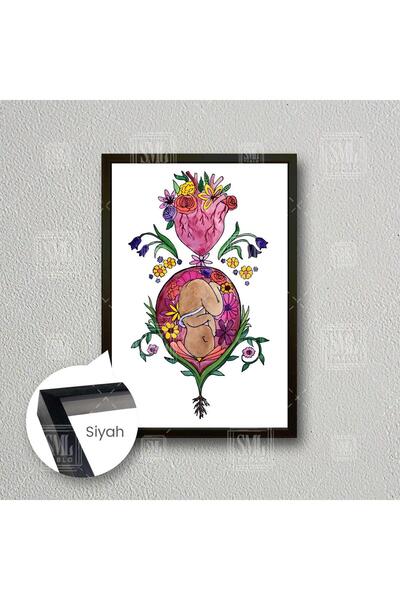 SML TABLO Kadın Doğum Doktoru Çiçekler İçindeki Bebek Oda Ofis Hastane Dekor ...