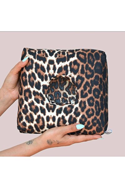white guard Kare Leopar Piercing Yastığı, Kulak Boşluklu Yastık, Piercingli Kulak İçin Yastık