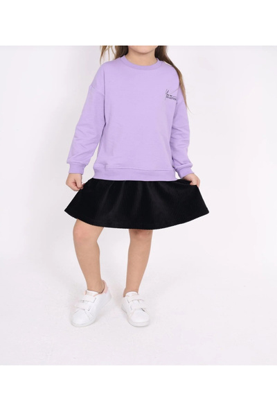 GGG Kız Çocuk Kadife Detaylı Spor Elbise