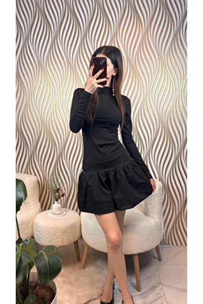 Mon Astre فستان تنورة بالون بياقة عالية