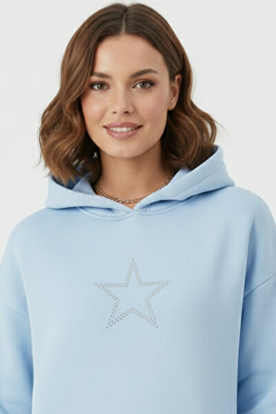 UNCİA OUTDOORS سترة قصة فضفاضة للسيدات بنمط نجمة صغيرة، مقاس مريح بغطاء رأس