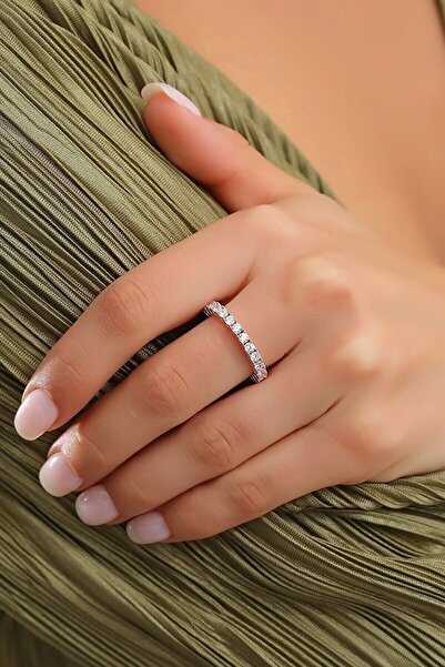 KAR DİAMOND 925 Ayar Gümüş Rose Kaplama Zirkon Taşlı Pırlanta Modeli Tamtur Y...