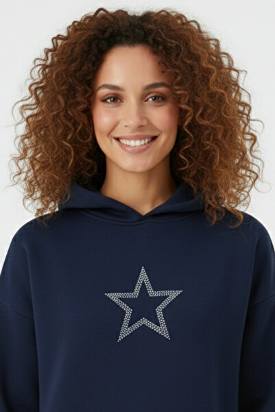 UNCİA OUTDOORS Γυναικείο φούτερ με κουκούλα, μεγάλου μεγέθους, με σχέδιο αστε...