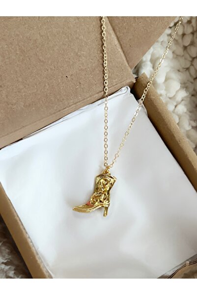 TekinAksesuar15 Gold Kovboy Botu Kolye – Western Tarz Vintage Charm Kolye | U...