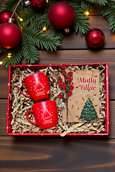 Zemtigo Mutlu Yıllar 2'li Kahve Fincan Takımı Özel Kutulu Yılbaşı Hediye Seti