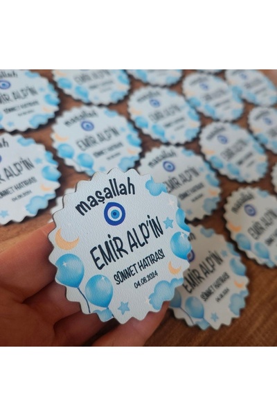 fırsatlar diyarı İsme Özel Sünnet Mevlit Hatırası Hediyelik Ahşap Magnet - 25...