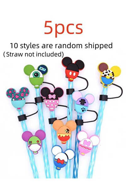 Miniso ٥ قطع ميكي، ٥/١٠ قطع/مجموعة، إكسسوارات طرف ماصة ديزني ميكي ماوس اللطيف...