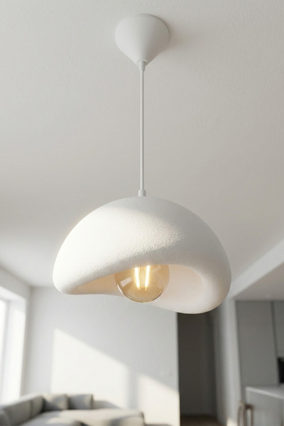 Oxyteez Modern Organik Form Tekli Sarkıt Avize Beyaz Minimal Tasarım Aydınlatma