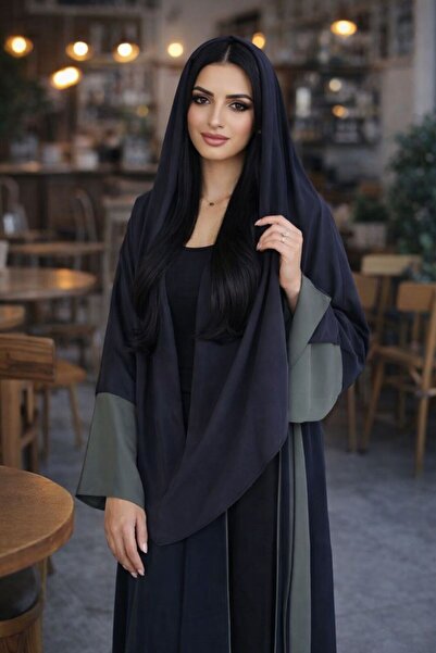 NNBCBT عباية بالون الرمادي مع لاخضر