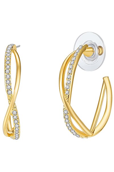 Lulu & Jane Modeschmuckohrcreolen Creolen gelbgold Glaskristall weiß