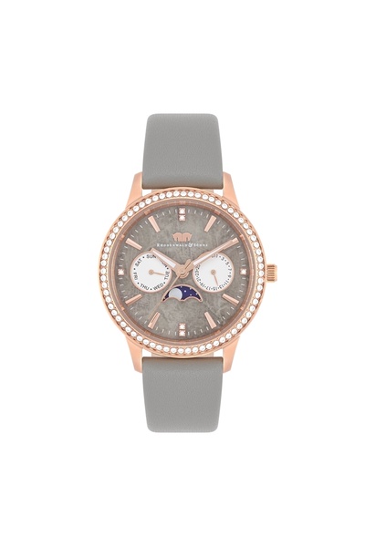 Rhodenwald & Söhne Multifunktions Damen Multifunktionsuhr roségold Echtleder ...