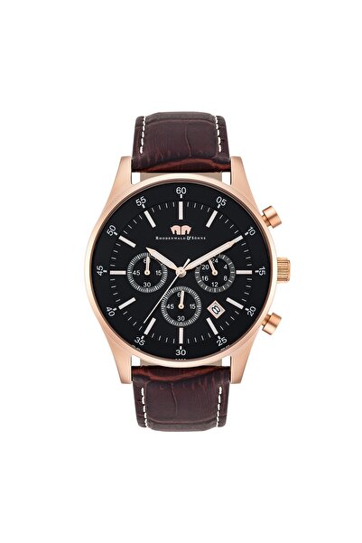 Rhodenwald & Söhne Chronograph Herren Chronograph roségold Echtleder dunkelbraun
