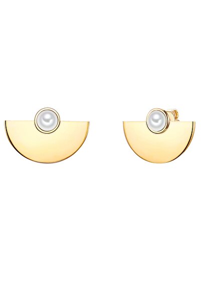 Lulu & Jane Edelstahlohrstecker Ohrstecker Edelstahl gelbgold Muschelkernperl...