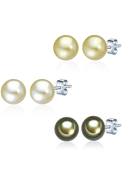 Valero Pearls Perlenohrstecker 3'lü Set Ohrstecker Sterling Silber Süßwasser-...