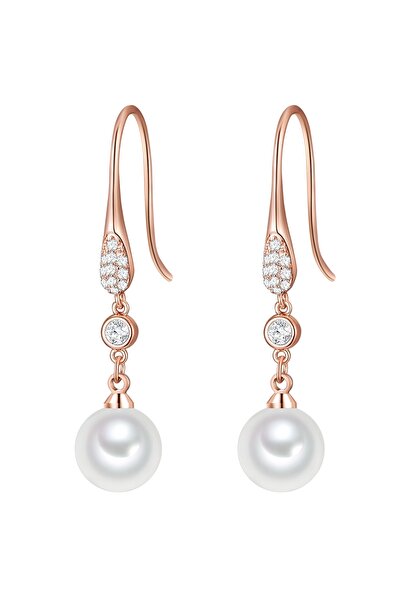 Lulu & Jane Perlenohrhänger Ohrhänger roségold Muschelkernperle weiß Glaskris...