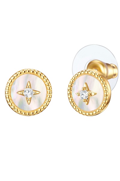 Lulu & Jane Modeschmuckohrstecker Ohrstecker gelbgold Perlmutt