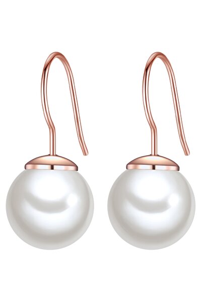 Lulu & Jane Perlenohrhänger Ohrhänger roségold Muschelkernperle weiß