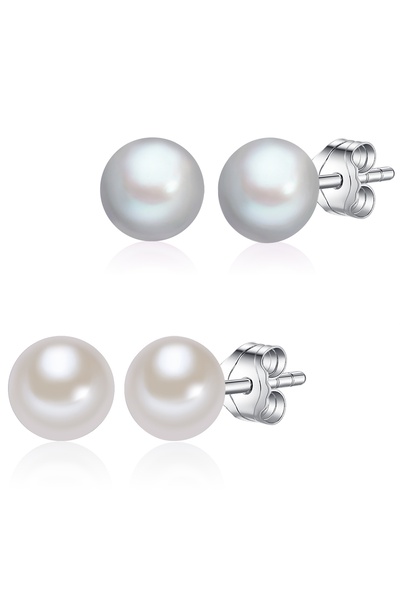 Lulu & Jane Perlenohrstecker 2er Set Ohrstecker Sterling Silber Süßwasser-Zuc...