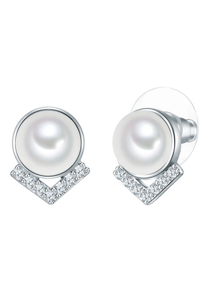 Lulu & Jane Perlenohrstecker Ohrstecker Muschelkernperle weiß Zirkonia weiß