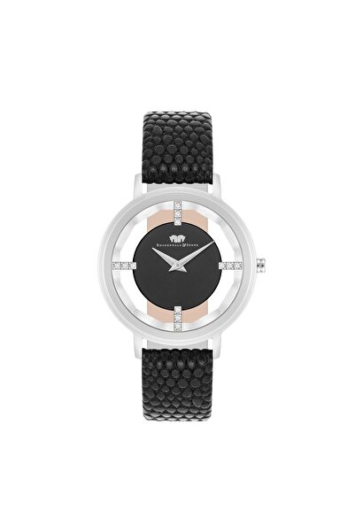 Rhodenwald & Söhne Quarzuhr Damen Quarzuhr silber Echtleder schwarz