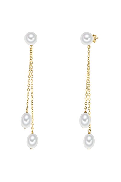 Valero Pearls Silberohrhänger Ohrhänger Sterling Silber gelbgold Süßwasser-Zu...