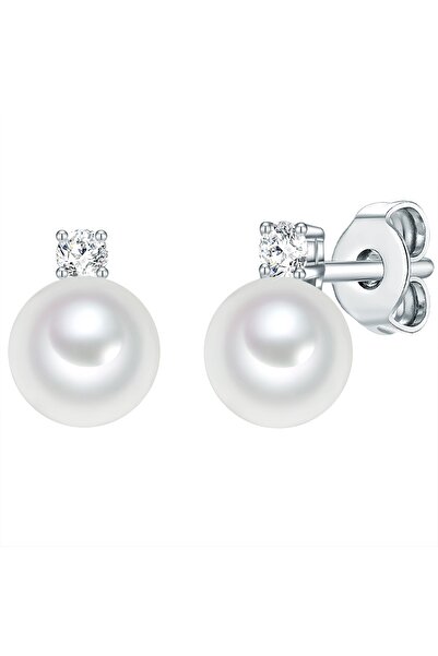 Lulu & Jane Perlenohrstecker Ohrstecker Muschelkernperle weiß Zirkonia weiß