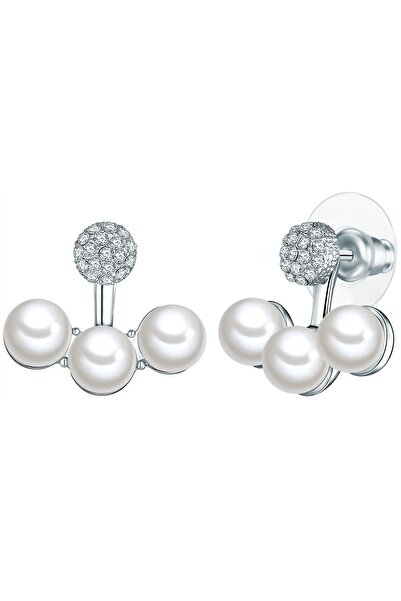 Lulu & Jane Perlenohrstecker Ohrstecker Muschelkernperle weiß Glaskristall weiß