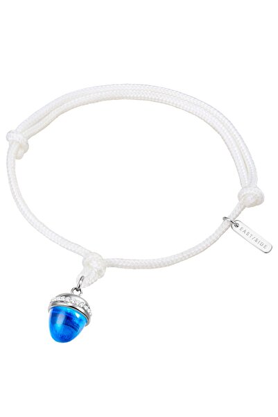 eastside Edelstahlarmband Armband Edelstahl Textil (weiß) Preciosa weiß Glas blau