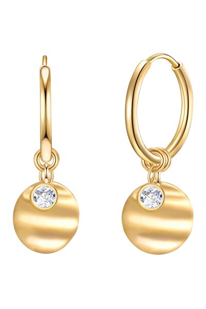 eastside Edelstahlohrcreolen Creolen Edelstahl gelbgold Zirkonia weiß