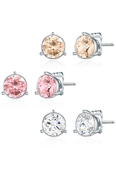 Lulu & Jane Swarovski® Kristalleri ile Ohrstecker 3'lü Set Swarovski® Kristal...