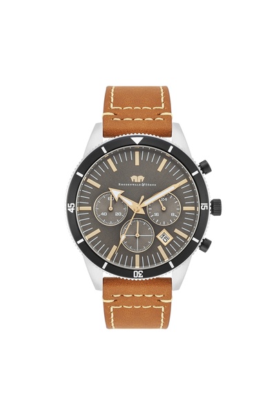 Rhodenwald & Söhne Chronograph Herren Chronograph silber Echtleder braun