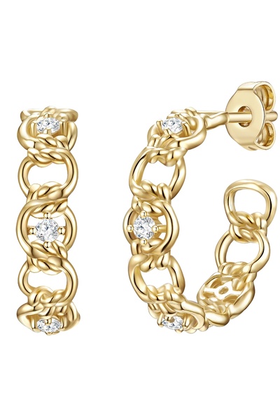 Glanzstücke München Silberohrcreolen Creolen Sterling Silber gelbgold Zirkoni...