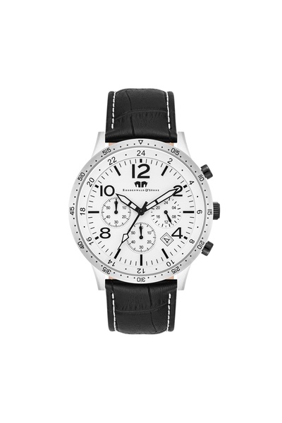 Rhodenwald & Söhne Chronograph Herren Chronograph silber Echtleder schwarz